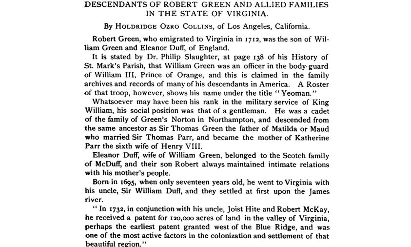 Duff Family Background